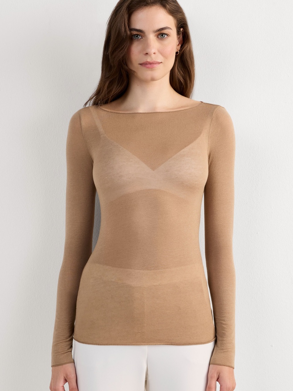Intimissimi Boat Neck Modal Cashmere Ultralight Jumper - toffee